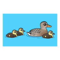 Mallard & three ducklings rectangle stickers