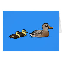 Mallard & two ducklings greeting cards