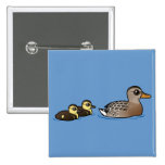 Mallard & two ducklings Square Button