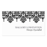 Mallory #1 Chic Black Damask Business Card business cards