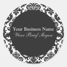 Mallory #2 Chic Black Damask Round Sticker