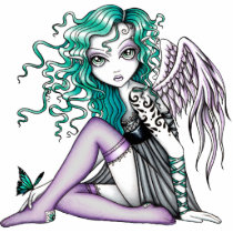 angel, butterfly, gothic, green, violet, tattoo, myka, jelina, fantasy, art, fine, malory, characters, Foto skulptur med brugerdefineret grafisk design