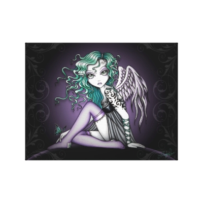 Malory Cute Green Tattoo Angel Canvas Print by mykajelina
