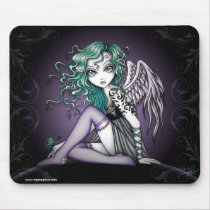 myka, jelina, malory, angel, gothic, tattoo, teal, purple, magical, guardian, butterfly, art, Mouse pad with custom graphic design