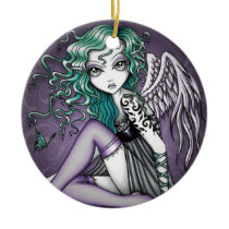 malory, angel, gothic, violet, tattoo, fairy, faery, fae, faerie, big, eyed, fantasy, art, myka, jelina, mika, angels, Ornament with custom graphic design