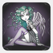 malory, angel, gothic, violet, tattoo, fairy, faery, fae, faerie, big, eyed, fantasy, art, myka, jelina, mika, angels, Sticker with custom graphic design