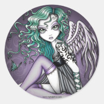 fairy, faerie, angel, gothic, violet, teal, angels, tattoo, myka, jelina.cute, adorable, angel stickers, art, Klistermærke med brugerdefineret grafisk design