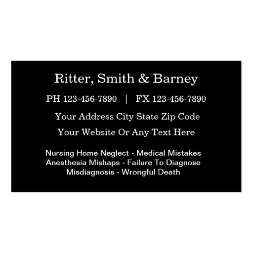 Malpractice Attorney Business Cards (back side)
