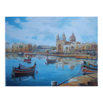 Malta harbor scene 1 posters by oscarzeta Malta harbor scene 1 posters