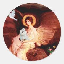 Maltese 7 - Seated Angel Round Sticker