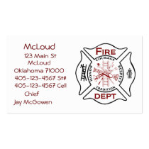 Maltese Cross Bussiness Cards Fire Fighters business cards