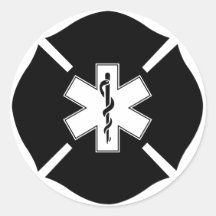 Maltese Cross & Star of Life Round Sticker