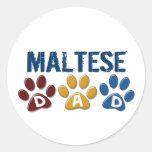 MALTESE Dad Paw Print 1 Round Stickers