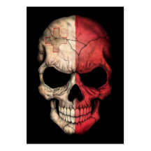 Maltese Flag Skull on Black Business Cards