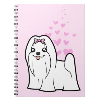 Maltese Love Notebook Cartoon Show Cut Maltese Love Hearts Lined Notebook
