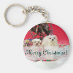 Maltese Merry Christmas Keychains