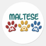 MALTESE Mom Paw Print 1 Round Sticker