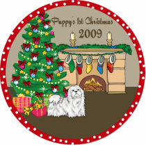 Maltese Puppy's First Christmas Ornament 2009 photo sculptures by freespiritdesigns Maltese Puppy's First Christmas Ornament 2009 photo sculptures