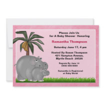Mama and Baby Hippo Baby Shower Invitations