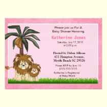 Mama and Baby Lion Baby Shower Invitation invitations