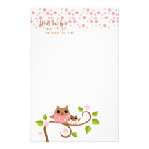Mama and Baby Owl Custom Stationery