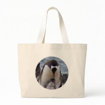 Mama and Baby Penguin Canvas Bags