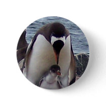 Mama and Baby Penguin Button