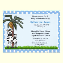 Mama and Baby Zebra Baby Shower Invitation invitations