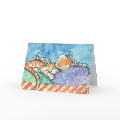 Mama and the Twins Cats Card by Molly Harrison