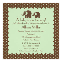 Mama & Baby Elephant Baby Shower Personalized Invitations