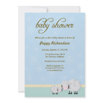 Mama & Baby Sheep Baby Shower Invite: Blue