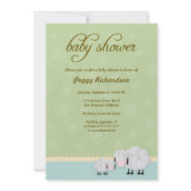 Mama & Baby Sheep Baby Shower Invite: Green