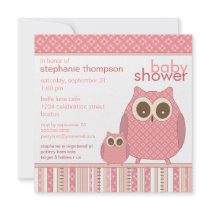 Mama Owl & Baby Owl PInk Baby Shower Custom Announcement