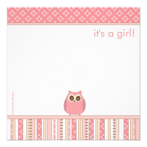 Mama Owl & Baby Owl PInk Baby Shower Custom Announcement