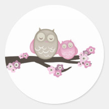 Mama Owl & Baby {Pink} | Stickers