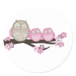 Mama Owl & Twins w/ Cherry Blossoms Stickers