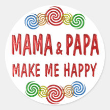 Mama Papa Happiness Round Stickers