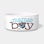 Mama's Boy Blue Paw Print Heart Dog Water Bowl