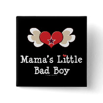 Mama's Little Bad Boy Funny Kids Button