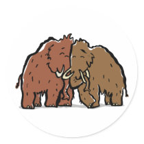 mammoth couple round sticker