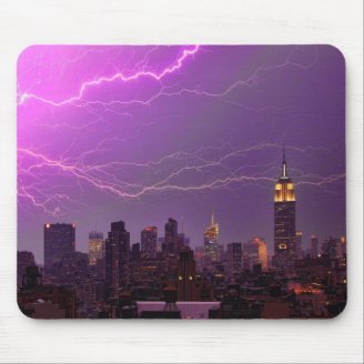 Mammoth Lightning Strike Over Midtown NYC Skyline Mousepad