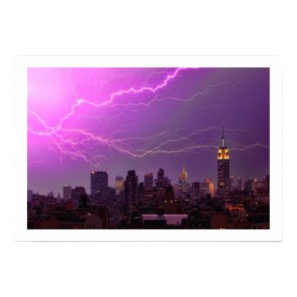 Mammoth Lightning Strike Over Midtown NYC Skyline Print