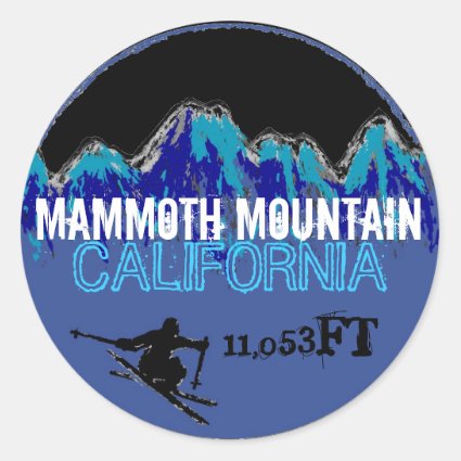 Mammoth Mountain California ski blue art stickers