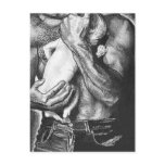 man and baby post card
