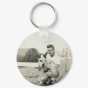 Man and dog saying hello keychains by amazingvintage Man and dog saying hello keychains