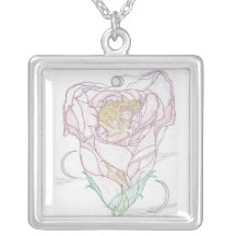 Man and Woman in Rose Custom Necklace