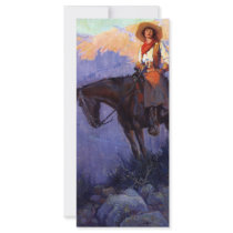 Man and Woman on Horses, Anderson, Vintage Cowboys Custom Rack Cards