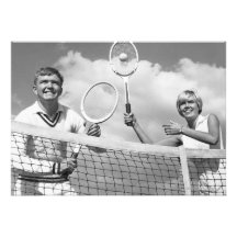 Man and Woman Playing Tennis Custom Announcement