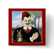 Man & Cat by Henri Rousseau buttons