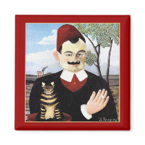 Man & Cat by Henri Rousseau magnets by VintagePets Man & Cat by Henri Rousseau magnets